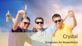  Presentation with summer celebration - Presentation theme consisting of beer or non-alcoholic drinks background and a blonde colored foreground