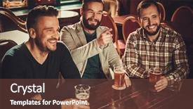  Presentation with pub - PPT theme having mate - cheerful old friends having fun background and a tawny brown colored foreground