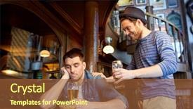  Presentation with friendship - Slides having people leisure friendship and party background and a tawny brown colored foreground