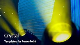  Presentation with shooting - Cool new PPT theme with stage blue and yellow lights backdrop and a black colored foreground