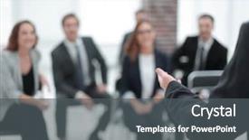  Presentation with conference - Presentation theme consisting of stage coach - businessman is making speech background and a dark gray colored foreground