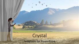  Presentation with curtain opening - Beautiful PPT theme featuring stage curtain to another reality backdrop and a  colored foreground