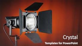  Presentation with projector - Slides featuring stage curtain white - projector lights with space background and a tawny brown colored foreground