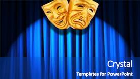  Presentation with curtain - PPT theme with stage curtain white - theatre performance concept with masks background and a  colored foreground