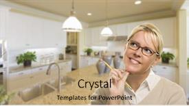  Presentation with few of them placed inside - Theme consisting of stage design - attractive daydreaming woman with pencil background and a coral colored foreground