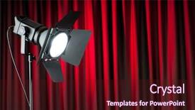  Presentation with projector - PPT theme having red black white - curtains and projector lights wtih background and a wine colored foreground