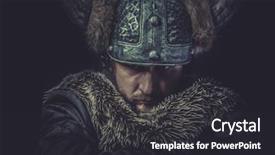  Presentation with warrior - Presentation design having stage fear - costume viking warrior background and a dark gray colored foreground
