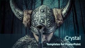  Presentation with warrior - Amazing presentation having stage fear - peace viking warrior male dressed backdrop and a ocean colored foreground