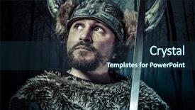  Presentation with warrior - PPT layouts consisting of stage fear - viking warrior male dressed background and a navy blue colored foreground