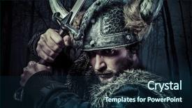  Presentation with fear - Beautiful slides featuring stage fear - viking warrior male dressed backdrop and a navy blue colored foreground