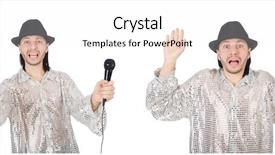  Presentation with microphone - Audience pleasing presentation design consisting of stage fear - young man singing with microphone backdrop and a white colored foreground