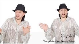  Presentation with microphone - Presentation theme consisting of stage fear - young man singing with microphone background and a lemonade colored foreground