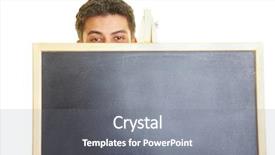  Presentation with blackboard - Cool new PPT theme with stage fright - man hiding behind a blackboard backdrop and a gray colored foreground