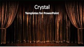  Presentation with theater curtains - PPT theme having stage golden curtains over wooden background and a black colored foreground