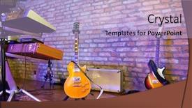  Presentation with music studio - Cool new PPT layouts with stage in a music club backdrop and a light blue colored foreground