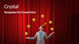  Presentation with juggling - Audience pleasing slide set consisting of businessman in cap on stage backdrop and a wine colored foreground