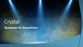  Presentation with stage - PPT theme with stage-light-with-colored-spotlights background and a ocean colored foreground