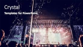  Presentation with live music concert - PPT theme with stage-lights-live-concert-summer background and a navy blue colored foreground