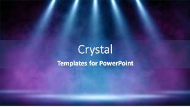  Presentation with stage lights - Amazing PPT theme having stage-lights-spotlights-illuminating-empty backdrop and a ocean colored foreground