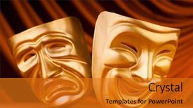  Presentation with theatre - PPT layouts with stage play - masks with the theatre concept background and a gold colored foreground