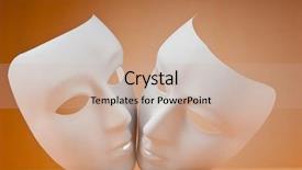  Presentation with masks - Amazing presentation theme having stage play - theatre concept with masks backdrop and a soft green colored foreground