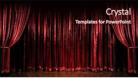  Presentation with red stage curtain - Cool new PPT theme with stage red curtains over wooden backdrop and a wine colored foreground