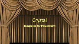  Presentation with theater stage - Amazing PPT theme having stage with gold velvet curtains backdrop and a tawny brown colored foreground