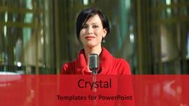  Presentation with stage - Beautiful slide set featuring stage with microphone on competition backdrop and a crimson colored foreground