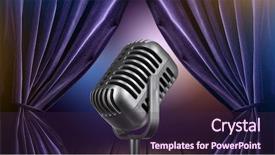  Presentation with stage curtains - Presentation theme featuring stage with open curtains background and a  colored foreground