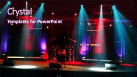  Presentation with blue lights - Amazing PPT theme having stage with red and blue backdrop and a wine colored foreground