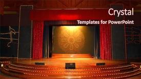  Presentation with stage curtains - Presentation theme having stage with red curtains background and a wine colored foreground