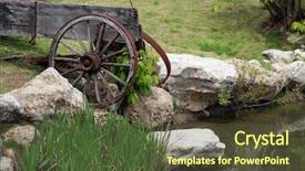  Presentation with old - Amazing presentation theme having stagecoach - old broken down wagon near backdrop and a tawny brown colored foreground