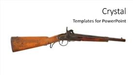  Presentation with firearm - PPT theme enhanced with stagecoach - vintage antique percussion caplock muzzle background and a white colored foreground