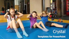  Presentation with children growth - PPT layouts having stages growth - cute little children doing exercises background and a teal colored foreground