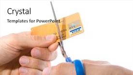  Presentation with credit card - Audience pleasing slide deck consisting of stagflation - credit card being cut backdrop and a white colored foreground