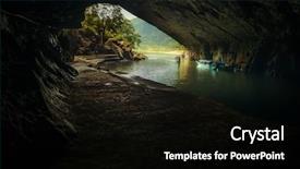  Presentation with cave - Beautiful slides featuring staglagmites - 19 april 2017 dark cave backdrop and a black colored foreground