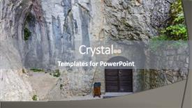  Presentation with caves - PPT layouts featuring staglagmites - entrance to aggtelek national park background and a gray colored foreground