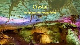  Presentation with cave - Theme featuring staglagmites - kumistavi cave formations with stalactite background and a tawny brown colored foreground