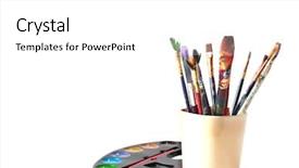  Presentation with stained glass - Theme consisting of stained glass - brushes and paints background and a white colored foreground