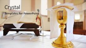  Presentation with holy - Beautiful PPT theme featuring stained glass - holy grail backdrop and a soft green colored foreground