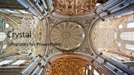  Presentation with cordoba - Amazing slide deck having stained glass - interior of the old church backdrop and a coral colored foreground