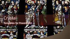  Presentation with dublin - Theme consisting of stained-glass-depicting-christian-saints background and a wine colored foreground
