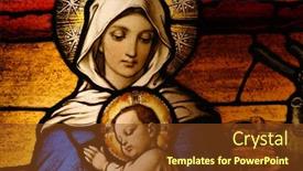  Presentation with stained glass - Amazing PPT layouts having stained-glass-depicting-the-virgin backdrop and a  colored foreground