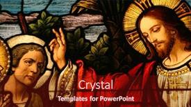  Presentation with blessing - Amazing PPT theme having stained-glass-showing-jesus-blessing backdrop and a tawny brown colored foreground