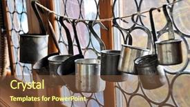  Presentation with stained glass - PPT theme consisting of stained glass window - vintage housewares background and a tawny brown colored foreground