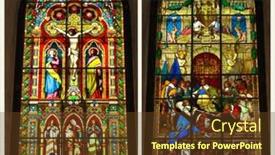  Presentation with stained glass - Presentation enhanced with 3d render of a modern home interior background and a white colored foreground