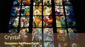  Presentation with stained glass - Theme featuring stained-glass-window-of-st background and a tawny brown colored foreground