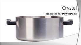  Presentation with background - Presentation theme consisting of stainless pan isolated on white background and a white colored foreground