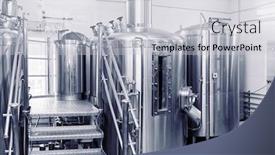  Presentation with brewery - PPT theme with stainless-steel-beer-making-tanks background and a light gray colored foreground