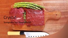  Presentation with veal - Slides featuring stainless steel chef knife background and a red colored foreground